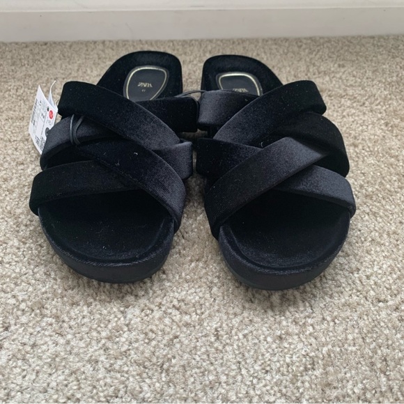 NWT Zara Slide Sandals with Padded Velvet Straps 8 39 1600/710 - Picture 4 of 5